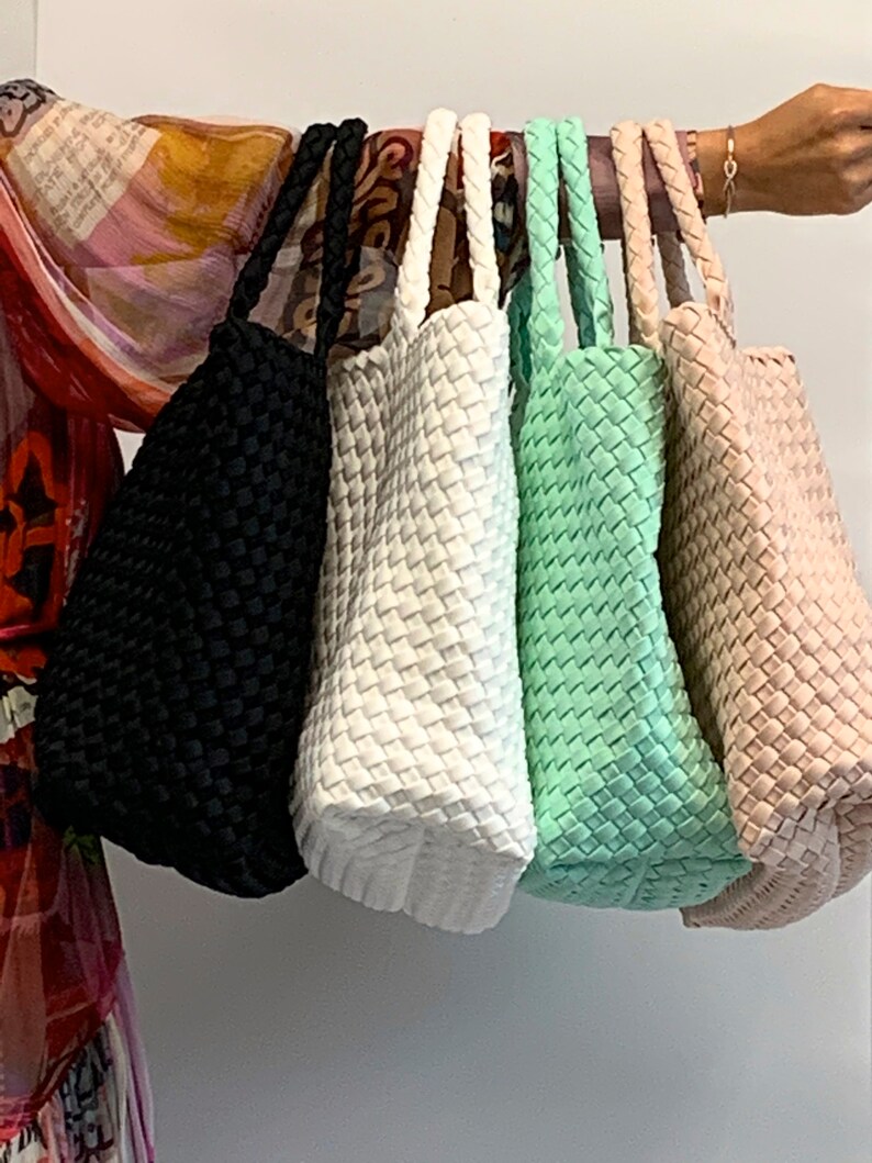 Hand Woven Light Weight Neoprene Tote with Matching Pouch Etsy