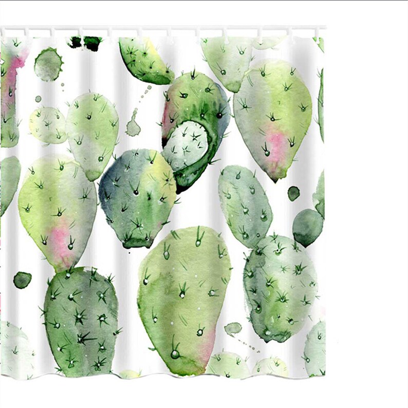 Green Leaves Printing Shower Curtain Bearoom Modern Natural - Etsy