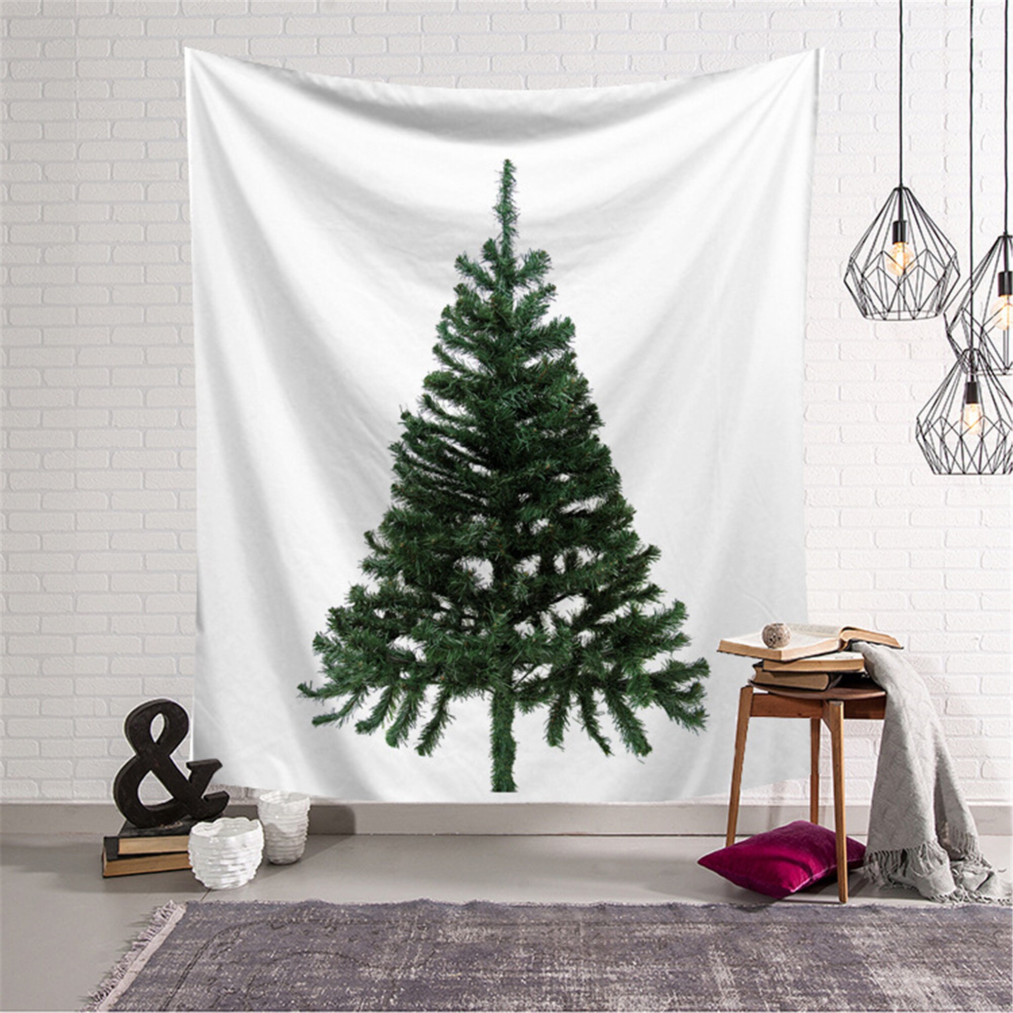 Christmas Trees Tapestry Fabric blanket Yoga Wall Hanging Art | Etsy