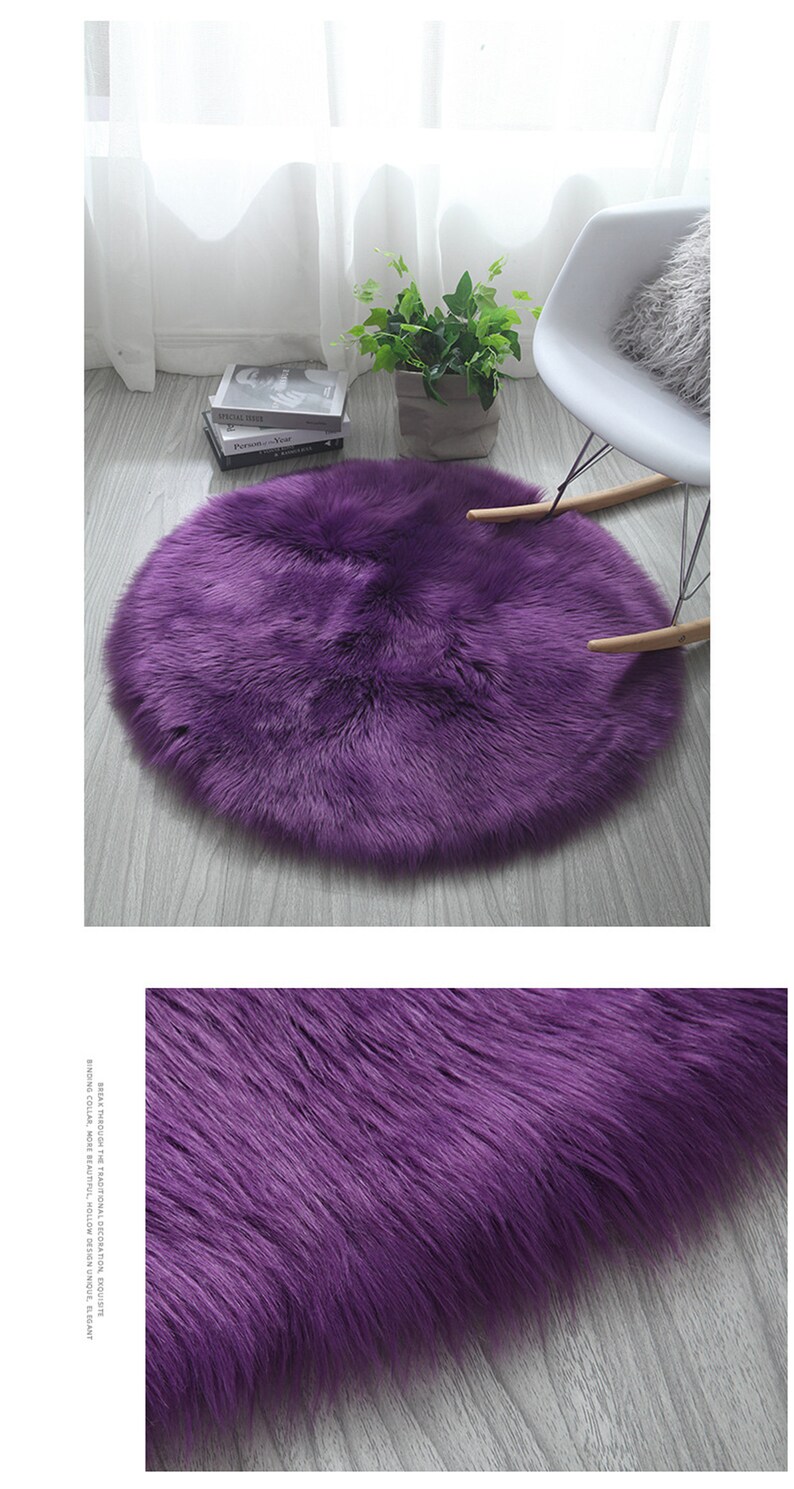 Fluffy Sheepskin Wool Carpet Faux Fur Round Rug for Living Etsy