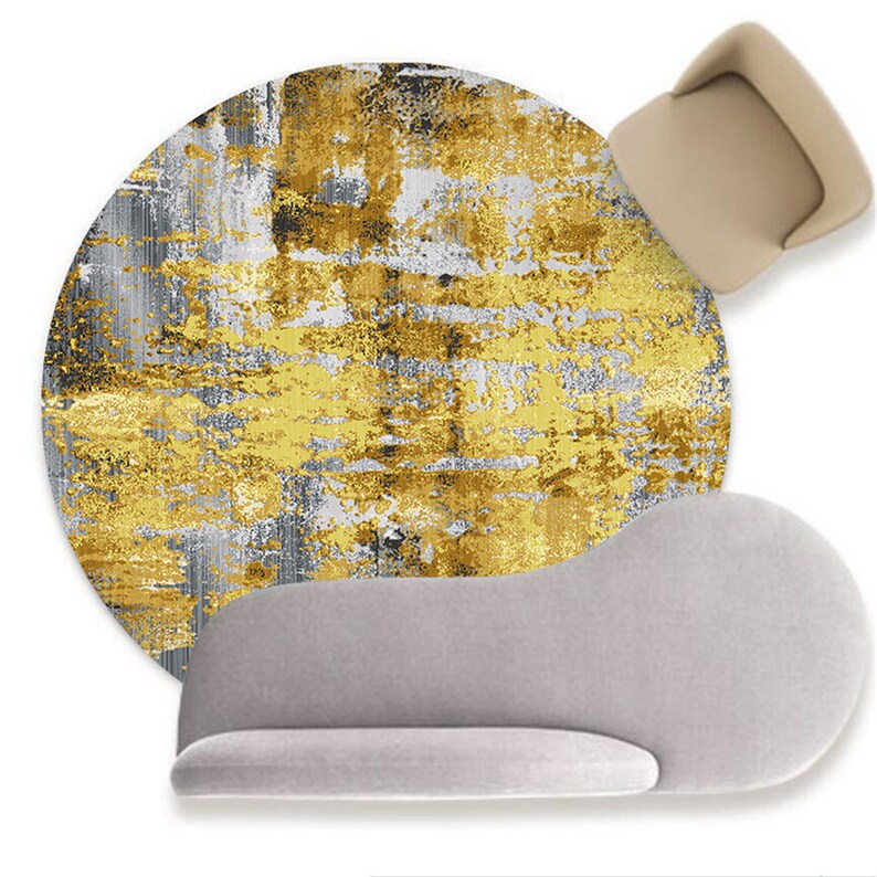 Nordic Luxury Round Bedside Carpet Rugs Gold Gray Area Rugs Etsy
