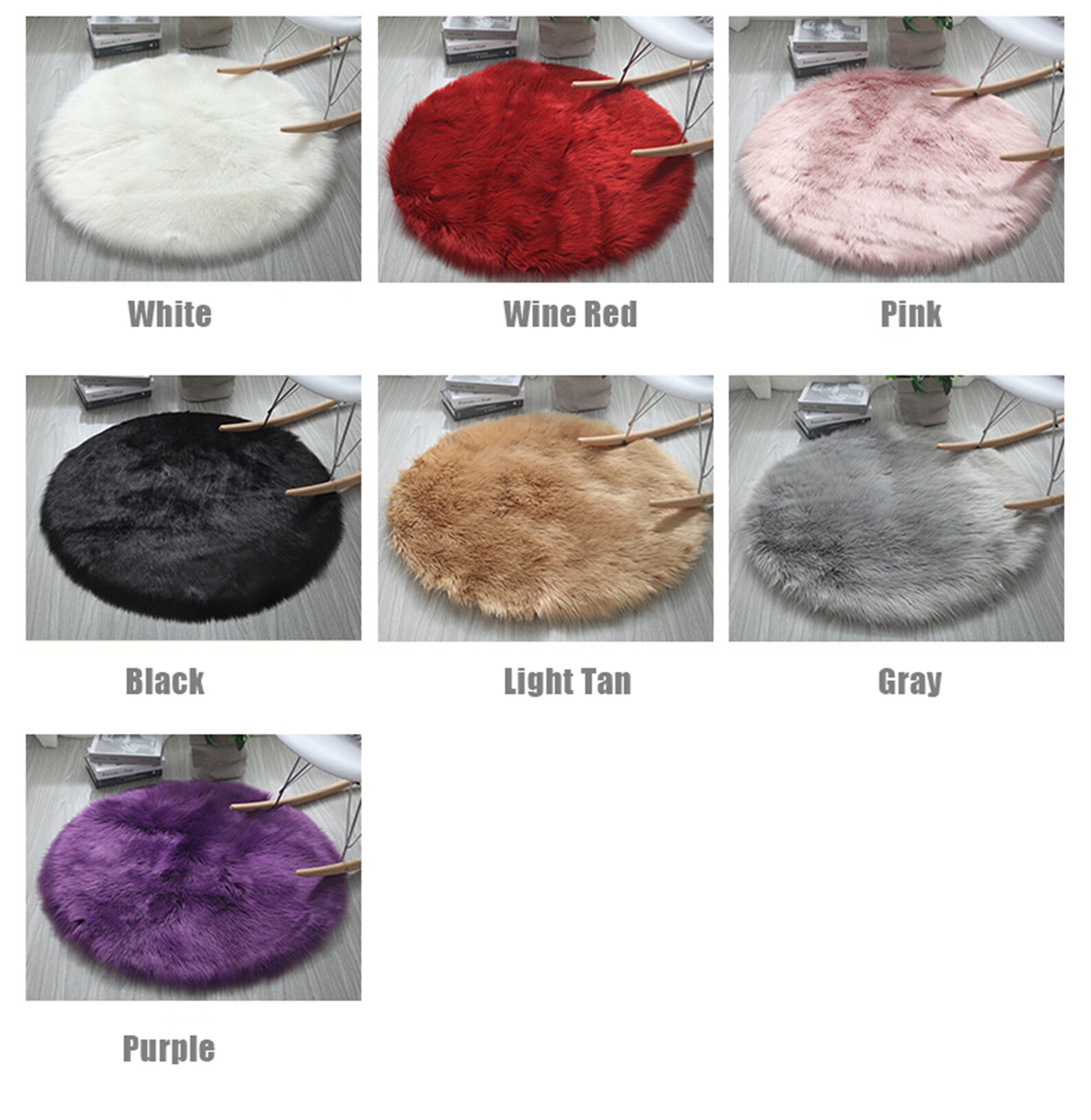 Fluffy Sheepskin Wool Carpet Faux Fur Round Rug for Living Etsy