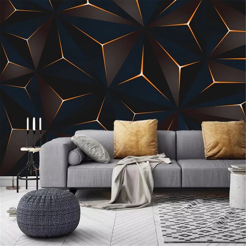 Custom 3D Photo Wallpaper Mural Modern Golden Lines Abstract - Etsy Custom 3D Photo Wallpaper Mural Modern Golden Lines Abstract - Etsy