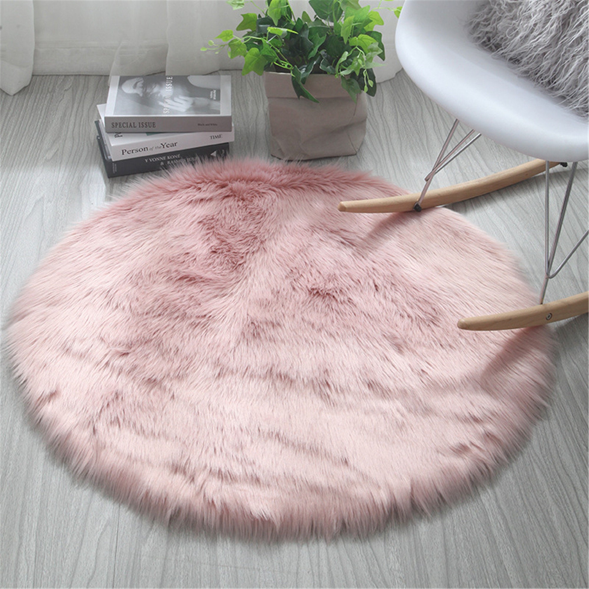 Fluffy Sheepskin Wool Carpet Faux Fur Round Rug for Living Etsy