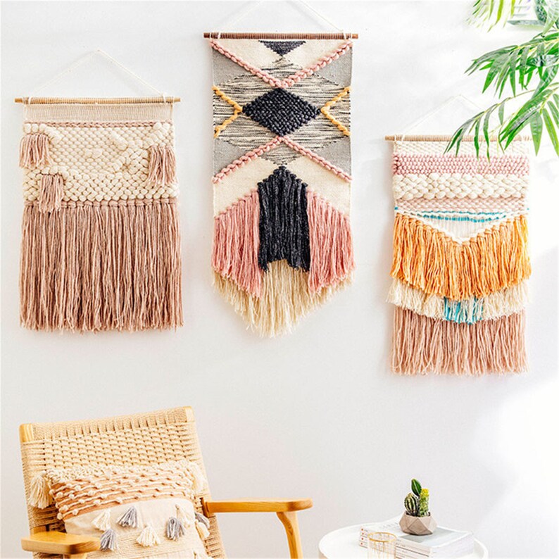 Boho Style Hand Woven Tapestry Tufted Wall Hanging Macrame Etsy