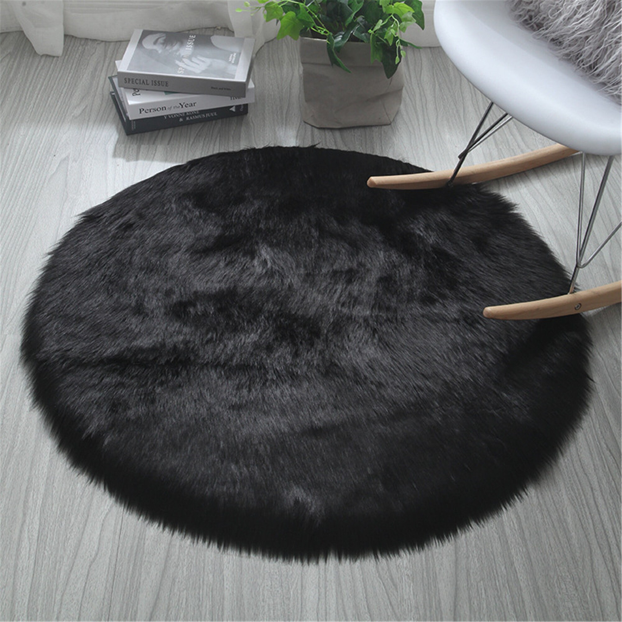 Fluffy Sheepskin Wool Carpet Faux Fur Round Rug for Living Etsy