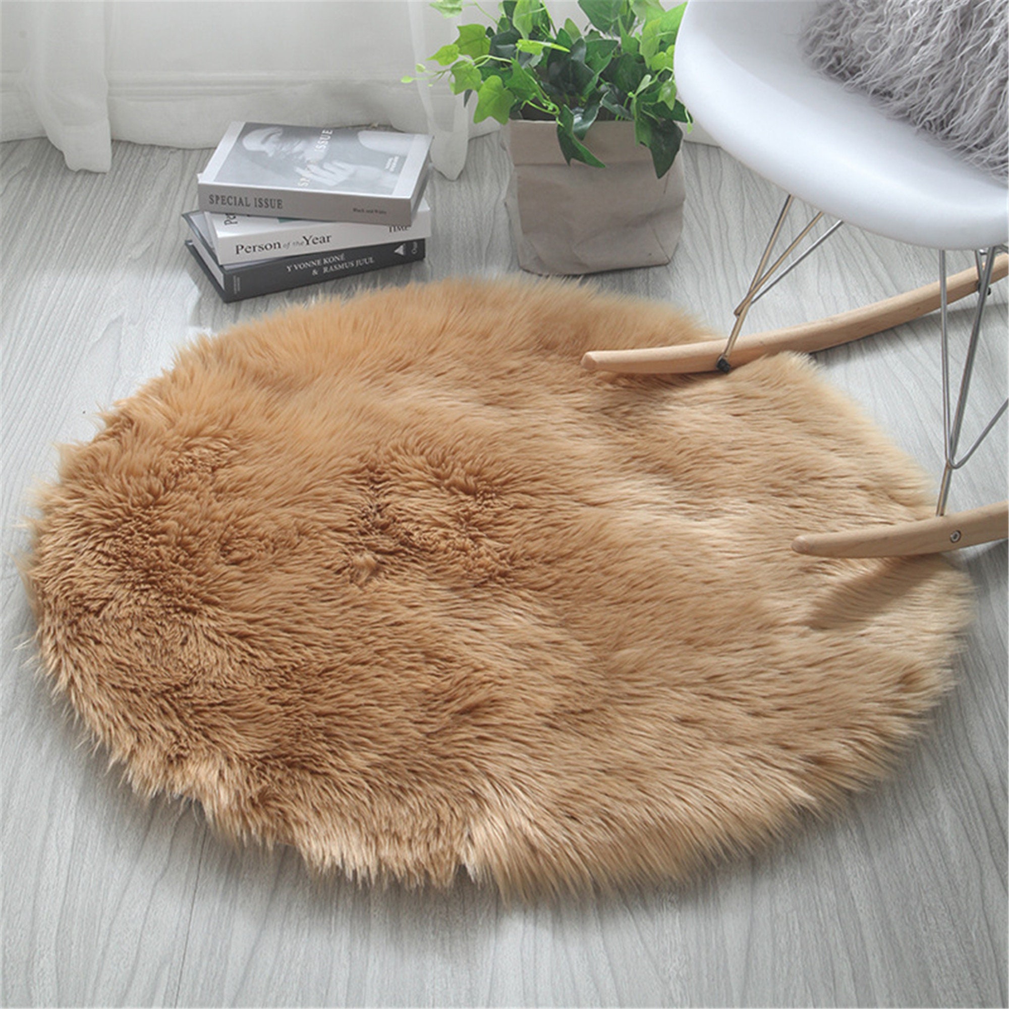 Fluffy Sheepskin Wool Carpet Faux Fur Round Rug for Living Etsy UK