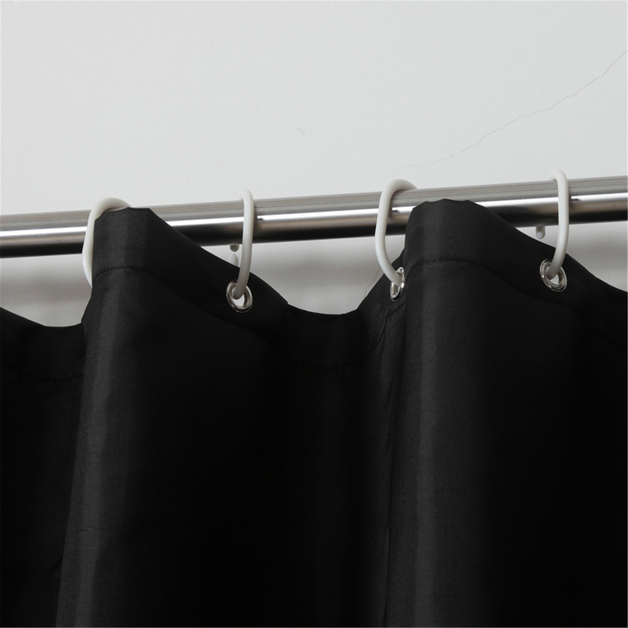 Modern Black Shower Curtains Waterproof Fabric Solid Color Etsy