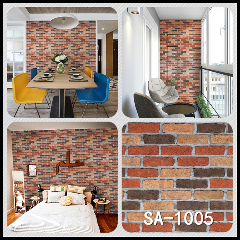 Home Decor 3D PVC Wood Grain Wall Stickers Paper Brick Stone Etsy