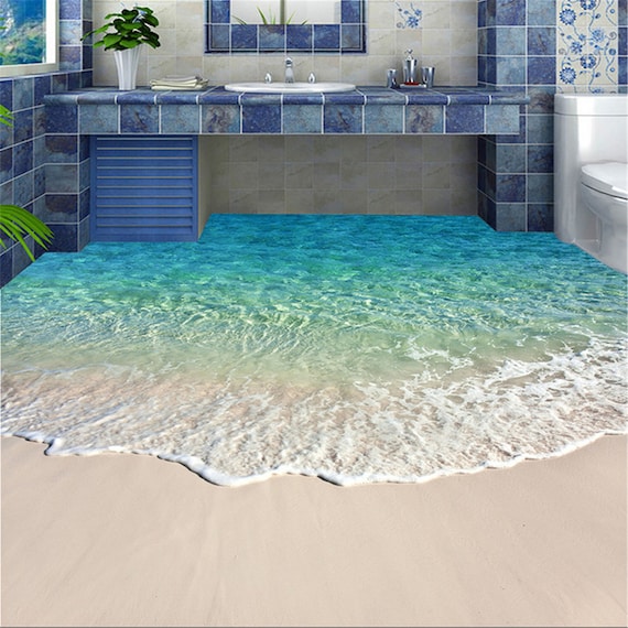 3D Dreamy Purple Sea JJ2678FF Floor Wallpaper Murals Self-Adhesive Removable Bath Floor Waterproof floor Rug Mat Print Epoxy Kitchen