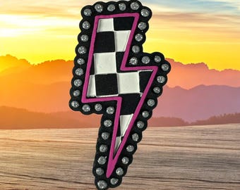 Checkered Lightning Bolt Car Freshie Air Freshener