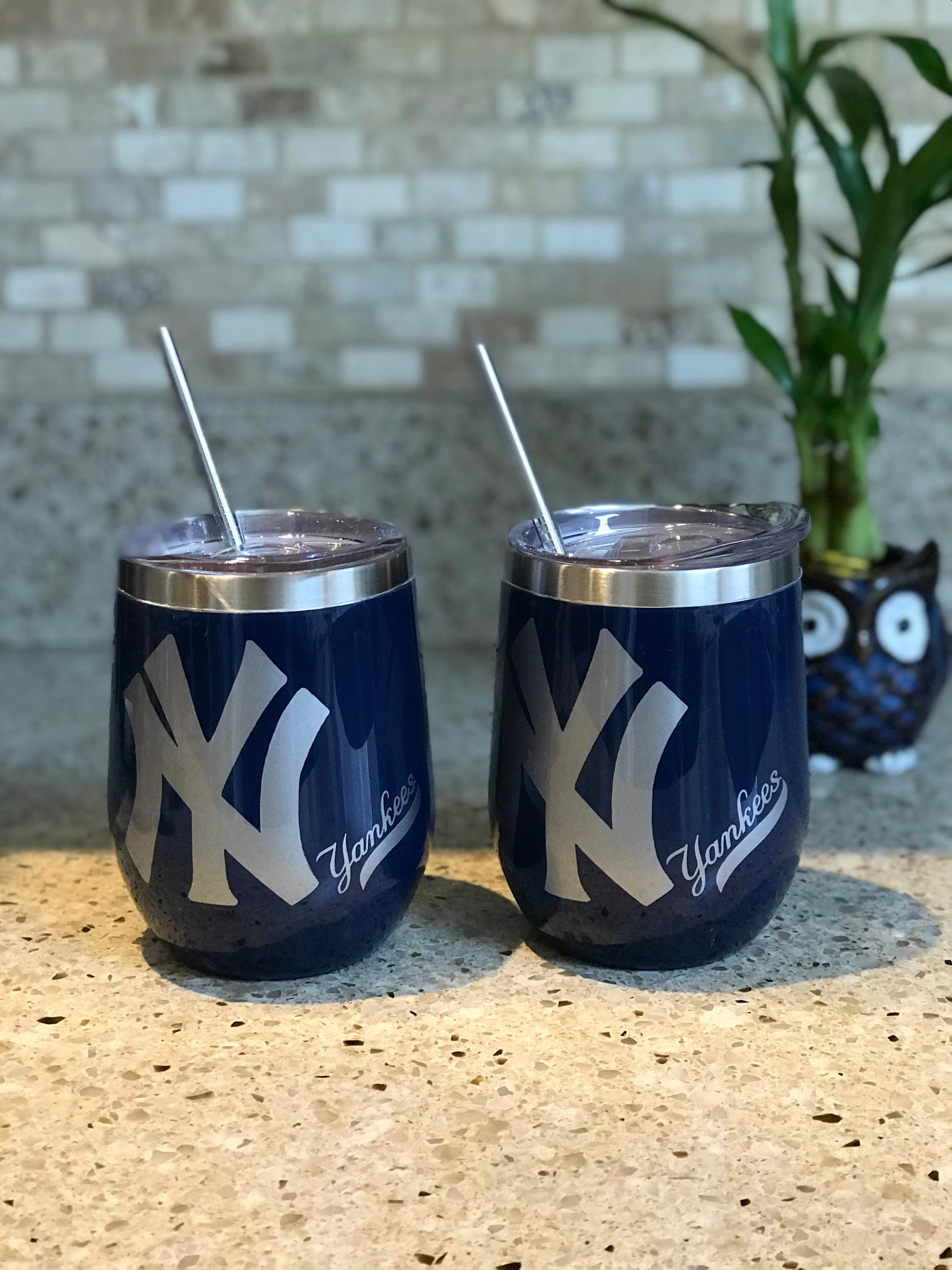 NY Yankees 12 Oz Wine Tumblers Etsy