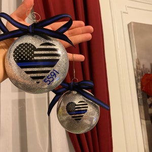 Thin Blue Line Thin Red Line Personalized Customizable Christmas Ornament / Glass Ornament / Shatterproof Ornament