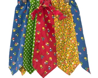 Vintage Girls Multicolor Floral & Polka Dot Necktie Skirt