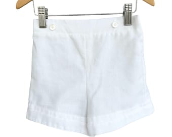 Pantaloncini estivi piatti sul davanti in finto lino bianco / Prodotto negli Stati Uniti / 2T