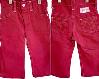 1950s Vintage Sears Red Denim Jeans | Made in Mexico | 2T