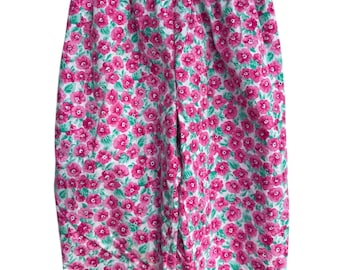 Pantalones rosas con estampado floral para niña, estilo vintage de los años 80, talla 6X / Cary, San Francisco