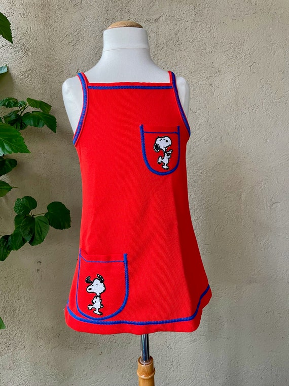 Rare 1960s Snoopy Red Sleeveless Girls Dress - image 3