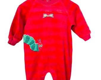 2003 Eric Carle for Carter's The Very Hungry Caterpillar Red Velour Long-Sleeved Onesie | 6-9M