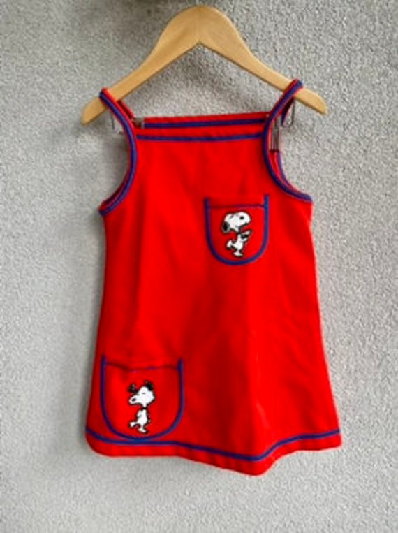 Rare 1960s Snoopy Red Sleeveless Girls Dress - image 7