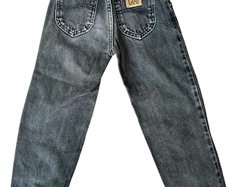 Jeansy dziecięce Lee w stylu vintage, rozmiar 5, wąskie | Wyblakły czarny denim | Wyprodukowano w USA