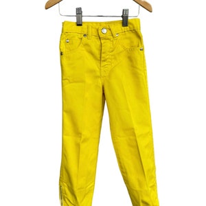 1980s Bright Yellow Oleg Cassini Slim Denim Jeans | Zipper Ankle | Made in the Philippines | 5 Slim