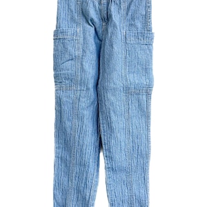 1980er Jahre Sergio Valente Chambray Reißverschluss Jeans | Verjüngtes Bein Übergroße Taschen