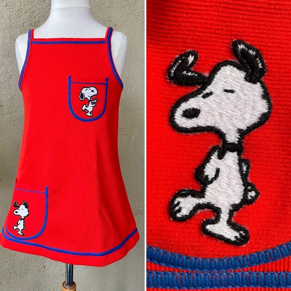 Rare 1960s Snoopy Red Sleeveless Girls Dress - image 1