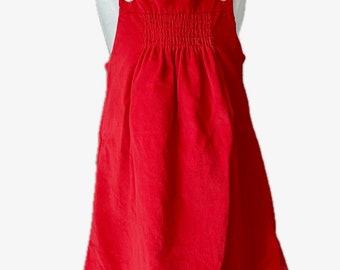 Red Velvet Vintage Youngland Sleeveless Smocked Jumper Dress | Union Made in the USA