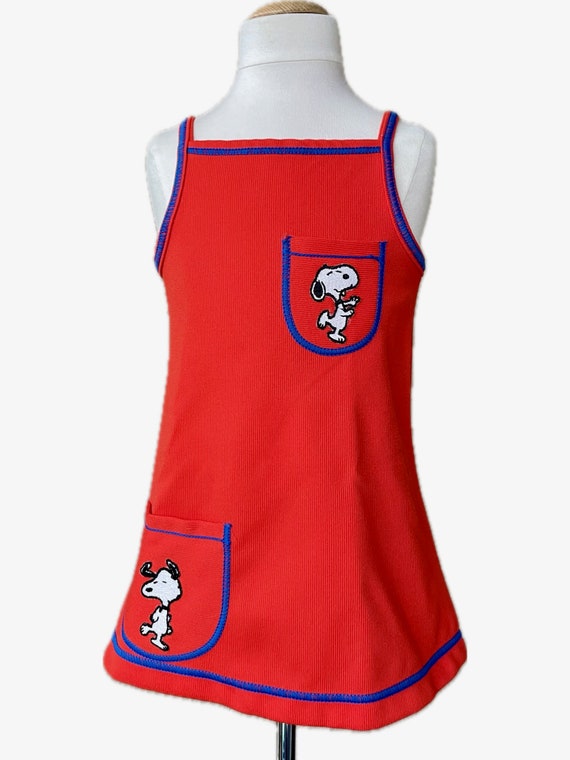 Rare 1960s Snoopy Red Sleeveless Girls Dress - image 2