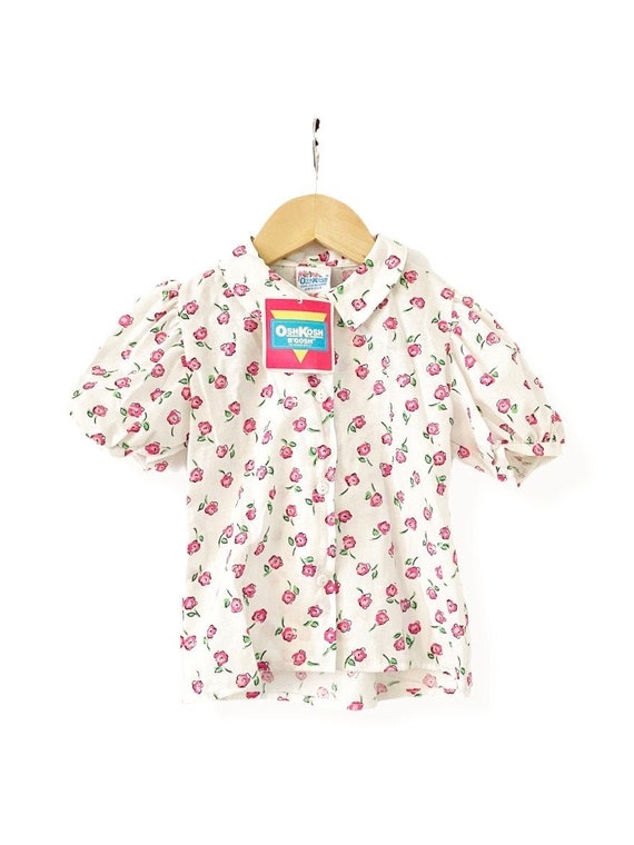 OshKosh B'Gosh White Floral Short Sleeve Blouse, … - image 1