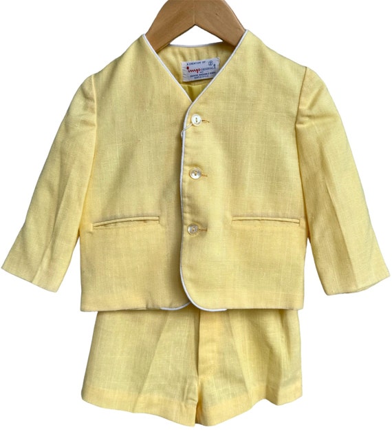 1960s Imp Originals Faux Linen Yellow Shorts Suit… - image 2