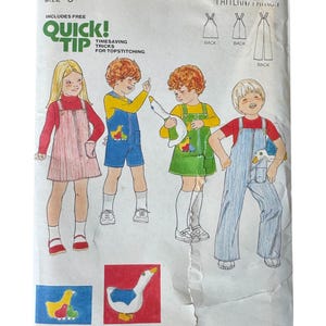 1970s Butterick 5874 Sewing Pattern: Girls Dress & Romper, Size 3