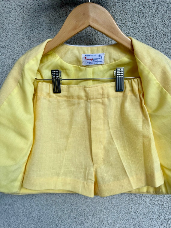 1960s Imp Originals Faux Linen Yellow Shorts Suit… - image 7