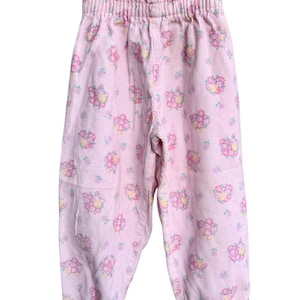 pour tout-petits vintage des années 80 | Imprimé floral rose en velours côtelé | Taille sac en papier | Vêtements fille 3T | Ensemble rétro pour tout-petit