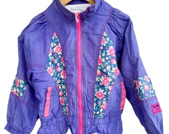 Vintage 1990s Girl's OshKosh B'Gosh Purple Floral Windbreaker | Made in India | 5/6 (As Is)