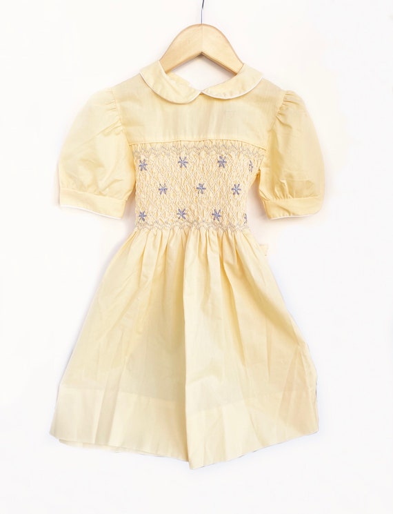 Vintage Polly Flinders Smocked Yellow Dress | Girl