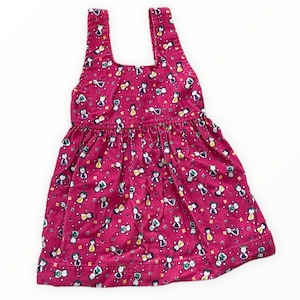 Abito in maglia di velluto a coste rosa di Carter con figure stilizzate dei cartoni animati per bambini / 3T
