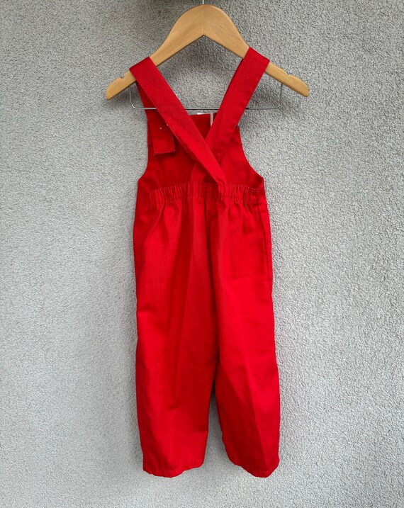 Vintage Bright Red Overalls with Snap Leg Closure… - image 3