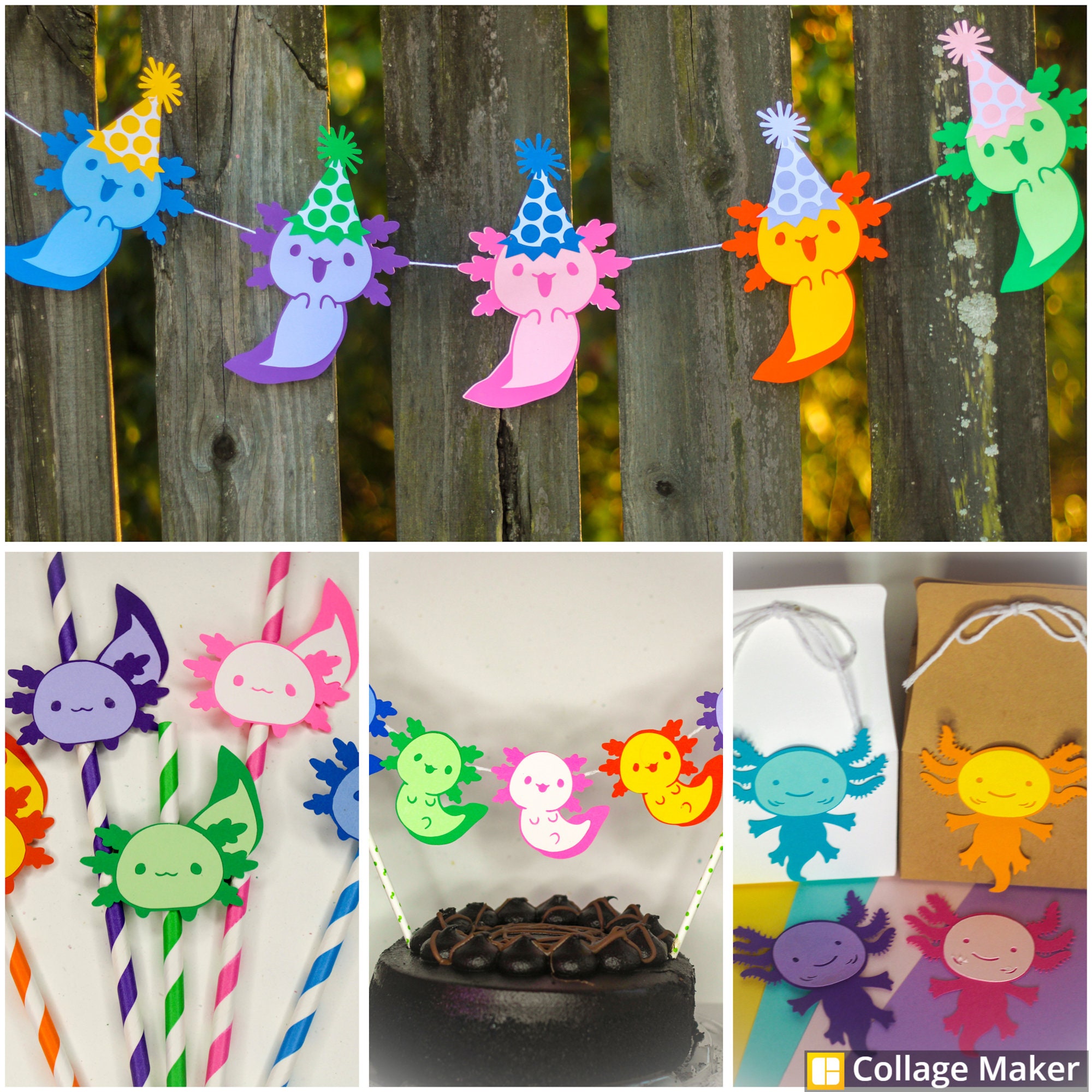 32Pcs Axolotl Animal Theme Birthday Party Supplies Favors Decorations  Banner Cake Topper Cupcake Toppers Balloons Set