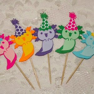 Axolotl Party Hat Cupcake Toppers