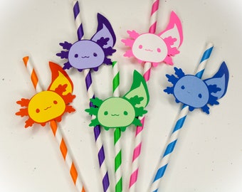 Cute Axolotl Party Straws