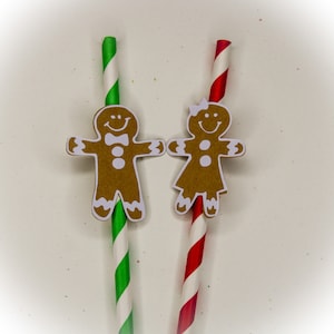 Gingerbread Friends Christmas Party Straws
