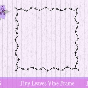 Tiny Leaves Vine Doodle Frame | SVG PNG | Printable Clip Art | Hand-Drawn Square Border
