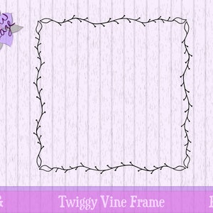 Twiggy Vine Doodle Frame | SVG PNG | Printable Clip Art | Hand-Drawn Square Border