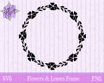 Floral Frame | SVG PNG | Printable Clip Art | Hand-Drawn Circle Border