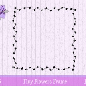Tiny Flowers Doodle Frame | SVG PNG | Printable Clip Art | Hand-Drawn Square Border