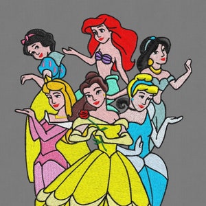 Embroidery design 6 princess pes hus jef 4x4 5x7 hoop