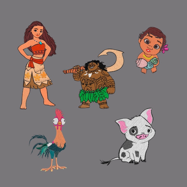 Embroidery design 5 set Moana maui pes hus  jef