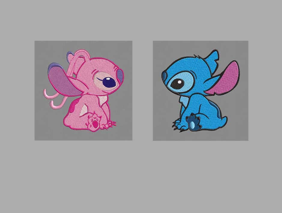 Kawaii Stitch With Hearts Machine Embroidery Design File Lilo 